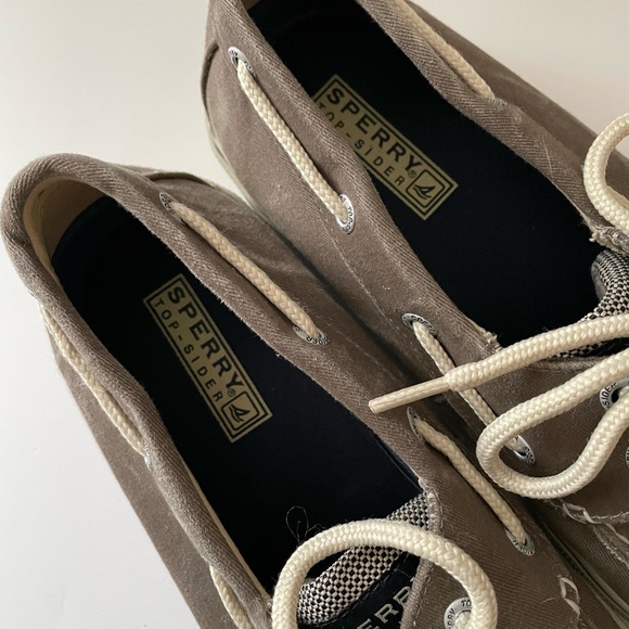 SPERRY Topsider Canvas Boat Shoes Men's 9M Gray/Taupe - Picture 2 of 7